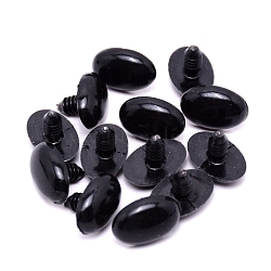 Plastic Doll Eyes, Craft Eyes, for Crafts, Crochet Toy and Stuffed Animals, Oval, Black, 22x15mm, Pin: 6mm(DIY-WH0196-16D)