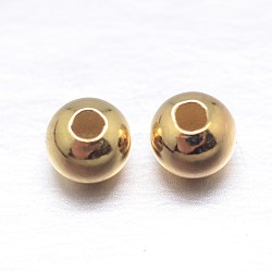 Round 925 Sterling Silver Spacer Beads, Real 18K Gold Plated, 3mm, Hole: 1~1.2mm, about 333pcs/20g(STER-M103-04-3mm-G)