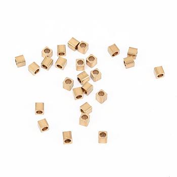 Brass Spacer Beads, Nickel Free, Cube, Raw(Unplated), 2.5x2.5mm, Hole: 1.5mm