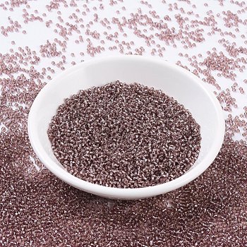 MIYUKI Round Rocailles Beads, Japanese Seed Beads, 11/0, (RR12) Silverlined Smoky Amethyst, 11/0, 2x1.3mm, Hole: 0.8mm, about 5500pcs/50g