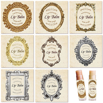 10 Sheets Paper Lip Balm Adhesive Label Stickers, Word, 50x50mm, 8 styles/sheet