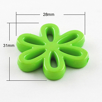 Opaque Acrylic Beads, Flower, Lawn Green, 31x28x4.5mm, Hole: 1.5mm, about 239pcs/500g