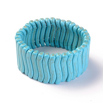 Synthetic Turquoise Stretch Bracelets, Dyed, Medium Turquoise, 2-1/8 inch(5.5cm)