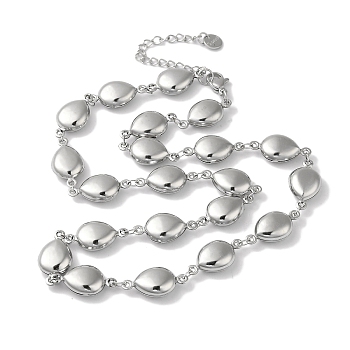 Non-Tarnish 304 Stainless Steel Teardrop Link Necklaces, Stainless Steel Color, 16.73 inch(42.5cm)