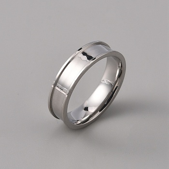 201 Stainless Steel Grooved Finger Ring Settings, Ring Core Blank, for Inlay Ring Jewelry Making, Stainless Steel Color, Inner Diameter: 20mm