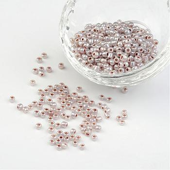 8/0 Ceylon Round Glass Seed Beads, Rosy Brown, Size: about 3mm in diameter, hole:1mm, about 1101pcs/50g
