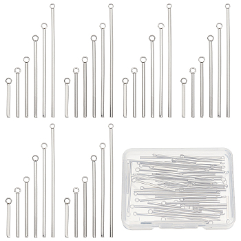 60Pcs 6 Style Stainless Steel Pendants, Bar, Stainless Steel Color, 17.5~52.5x1.5~2.5x1.5mm, Hole: 1.5~1.8mm, 10pcs/style