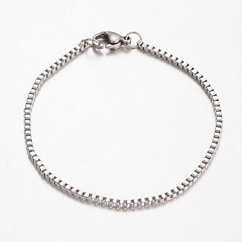 316 Surgical Stainless Steel Venetian Chains Bracelets, Stainless Steel Color, 7-1/2 inch(190mm)