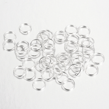 Iron Open Jump Rings, Silver Color Plated, 21 Gauge, 8x0.7mm, Inner Diameter: 6.6mm, about 430pcs/50g