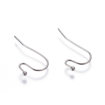 304 Stainless Steel Earring Hooks, Stainless Steel Color, 21x12x0.7mm