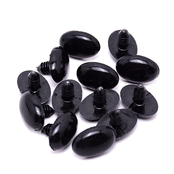 Plastic Doll Eyes, Craft Eyes, for Crafts, Crochet Toy and Stuffed Animals, Oval, Black, 22x15mm, Pin: 6mm