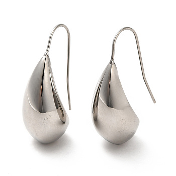 Non-Tarnish 304 Stainless Steel Teardrop Dangle Earrings for Women, Stainless Steel Color, 29.5mm, Pin: 0.7mm