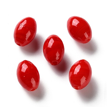 Handmade Lampwork Beads, Oval, Red, 12.5~13x8.5~9x8.5~9mm, Hole: 1.6~1.8mm