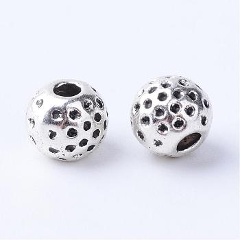 Tibetan Style Alloy Spacer Beads, Round, Cadmium Free & Lead Free, Antique Silver, 6x5mm, Hole: 1.5~2mm, about 1580pcs/1000g.