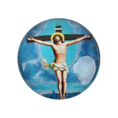 Jesus and the Virgin Printed Glass Half Round/Dome Cabochons(X-GGLA-N004-14mm-A)-2