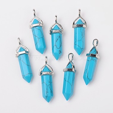 Dyed Synthetic Turquoise Pointed Pendants(G-F295-03B)-3