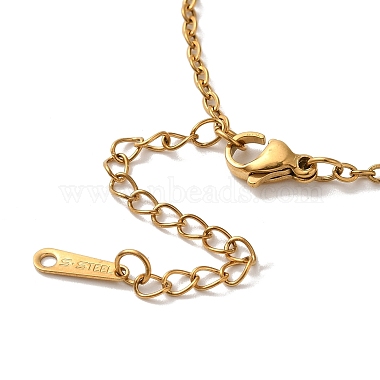 201 Stainless Steel Cable Chain Rectangle with Letter Pendant Necklaces(NJEW-M070-01G-M)-3