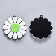 Cellulose Acetate(Resin) Pendants, Flower, Light Green, 36x33x6mm, Hole: 1.4mm(X-KY-TA0002-01C)