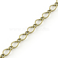 Iron Figaro Chains, Curb Chains, with Spool, Soldered, Antique Bronze, 5.7x3.8x0.5mm, about 32.8 Feet(10m)/roll(X-CH-R078-01AB)