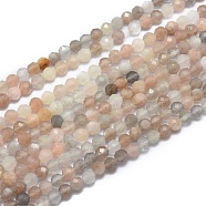 Natural Multi-Moonstone Beads Strands, Faceted, Round, 3mm, Hole: 0.5mm, about 142pcs/strand, 15.7 inch(40cm)(G-G792-44)