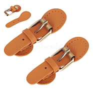 Cowhide Leather Sew on Bag Roller Buckles, Purse Tab Closure, with Brass Findings, Tan, 9.5x3.2x1.5cm(FIND-WH0111-268D)