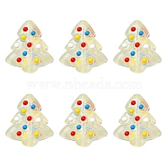 6Pcs Handmade Bumpy Glass Beads Strands, Hand Drawn Beads, Dyed & Heated, with Enamel, Christmas Trees, Yellow, 16x14.5x7mm, Hole: 1.2mm(LAMP-FS0001-16D)