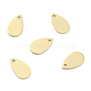 Brass Charms, Teardrop, Real 24K Gold Plated, 10x6x0.5mm, Hole: 1mm(X-KK-O131-11G)