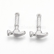 201 Stainless Steel Pendants, Hammer, Stainless Steel Color, 19x12x3mm, Hole: 1.5mm(STAS-O118-62P)