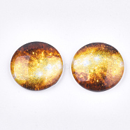 Starry Sky Pattern Printed Glass Cabochons, Half Round/Dome, Colorful, 25x6~6.5mm(X-GGLA-N004-25mm-D74)