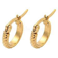Vacuum Plating 202 Stainless Steel Hoop Earring, with 304 Stainless Steel Pins, Ring, Golden, 13x3mm(EJEW-H003-36G-03)