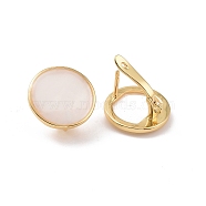 Rack Plating Brass Hoop Earring Findings with Latch Back Closure, with Shell and Vertical Loops, Round, Cadmium Free & Lead Free, Long-Lasting Plated, Real 18K Gold Plated, 19x17.5x12mm, Hole: 1.2mm, Pin: 1mm(KK-C245-05G)