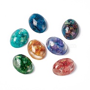 Natural Calcite & Synthetic Opal Cabochons, with Epoxy Resin, Dyed, Half Oval, Mixed Color, 24~25x18~18.5x7~9mm(G-F727-02)