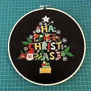 DIY Christmas Theme Embroidery Kits, Including Printed Cotton Fabric, Embroidery Thread & Needles, Plastic Embroidery Hoop, Christmas Tree, 275x275mm(XMAS-PW0001-176E-02)