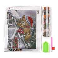Christmas Theme DIY Diamond Painting Canvas Kits for Kids, Including Canvas Picture, Resin Rhinestone, Plastic Tray Plate, Diamond Sticky Pen and Square Glue Clay, Bear Pattern, 0.3x0.1cm, 18 Bags(DIY-I055-02)