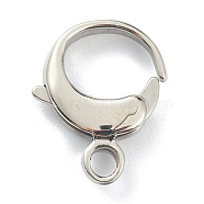 304 Stainless Steel Lobster Claw Clasps, Polishing, Stainless Steel Color, 16.5x12x3.5mm, Hole: 3mm(STAS-P283-02B-P)