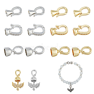 SUPERFINDINGS 12pcs 6 styles Brass Fold Over Clasps, Long-Lasting Plated, Mixed Shapes, Mixed Color, 12.5~14.5x7~11x3.5~7mm, Hole: 1.6~5.5x4.6~5.5mm, 2pcs/style(KK-FH0006-90)