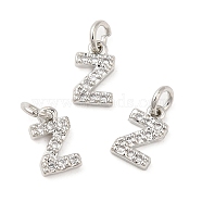 Brass Micro Pave Grade AAA Cubic Zirconia Charms, Letter Z, Cadmium Free & Nickel Free & Lead Free, Real Platinum Plated, 8x5x1.5mm, Hole: 2mm(ZIRC-P067-11P-Z-NR)