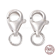 925 Sterling Silver Lobster Claw Clasps, with 925 Stamp, Silver, 9.5mm, Hole: 1mm(STER-K167-074A-S)