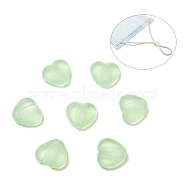 Heart Transparent PVC Plastic Cord Lock for Mouth Cover, Anti Slip Cord Buckles, Rope Adjuster, Pale Green, 9.5x10x3.5mm, Hole: 2x4mm(KY-D013-03G)