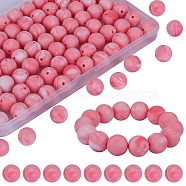 80Pcs Round Silicone Focal Beads, Chewing Beads For Teethers, DIY Nursing Necklaces Making, Light Coral, 15mm, Hole: 2mm(SIL-SZ0001-24-28)