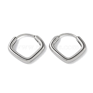 316 Surgical Stainless Steel Hoop Earrings for Women, Stainless Steel Color, Rhombus, 15.5x17.5mm(EJEW-P274-18B-P)