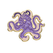 Enamel Pins, Marine Animal Alloy Brooches for Women, Octopus, 29x26mm(PW-WG98223-04)