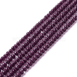 Transparent Glass Beads Strands, Faceted, Round, Purple, 3mm, Hole: 0.8mm, about 127~139pcs/strand, 14.09~14.53 inch(35.8~36.9cm)(GLAA-C019-01B-16)