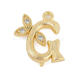 Brass Crystal Rhinestone Letter Links Connector Charms, Real 18K Gold Plated, Letter G, 15x14x4mm, Hole: 1.2mm and 1.5mm(KK-S395-06G-G)