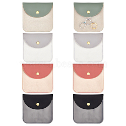 8Pcs 4 Colors PU Leather Jewelry Envelope Pouches Gift Bags with Snap Button and Clear Window, for Ring Necklace Earring Bracelet Jewelry, Square, Mixed Color, 10x10x0.13~0.65cm, 2pcs/color(ABAG-GA0001-32A)