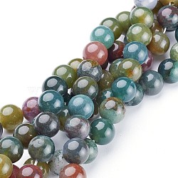 Natural Indian Agate Beads Strands, Round, about 10mm in diameter, Hole: 1mm, about 39pcs/strand, 15.5 inch(X-GSR10mmC002)