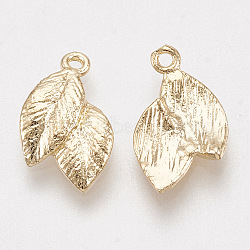 Brass Charms, Real 18K Gold Plated, Leaf, 13x7.5x1.5mm, Hole: 1mm(X-KK-S348-014)