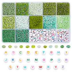 Elite DIY Beads Jewelry Making Finding Kit, Including 156g Lustered Glass Seed & 150Pcs Letter Acrylic Beads, Mixed Color(SEED-PH0001-77B)