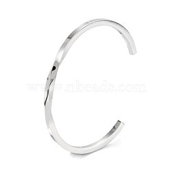 304 Stainless Steel Cuff Bangles, Twist Open Bangles, Stainless Steel Color, Inner Diameter: 2-1/4 inch(5.7cm)(BJEW-K222-02P)