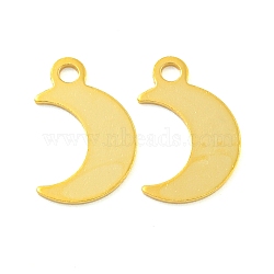 925 Sterling Silver Moon Charms, with 925 Stamp, Real 18K Gold Plated, 11x7x0.5mm, Hole: 1mm(STER-B005-35G)